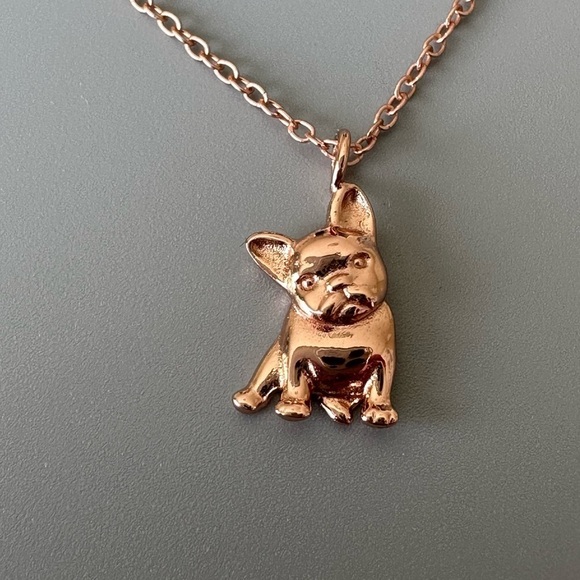 Rose Gold Dainty Bulldog Necklace - Picture 5 of 15